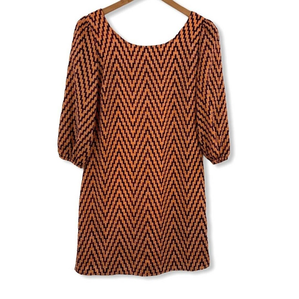 Pink Owl Chevron‎ Print Zip Back Dress Small